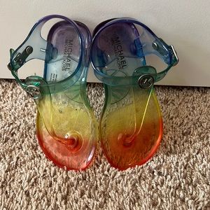 Rainbow Michael Kors toddler sandals.  My daughter wore them once.